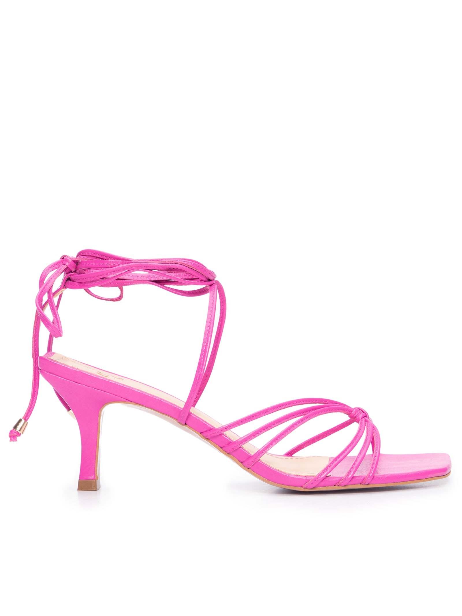 Sandália Feminina Salto Médio Amarração Rosa '2Essential
