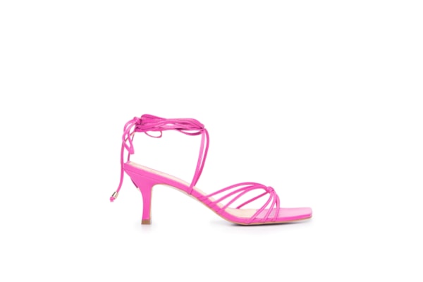 Sandália Feminina Salto Médio Amarração - Rosa