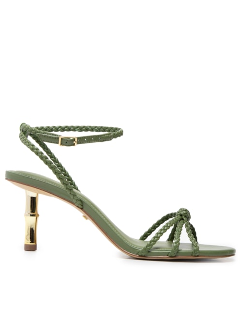 Sandália Feminina Salto Médio Bamboo Metal – Verde