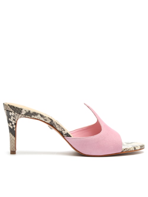 Sandália Feminina Salto Médio Camurça Cabra – Rosa