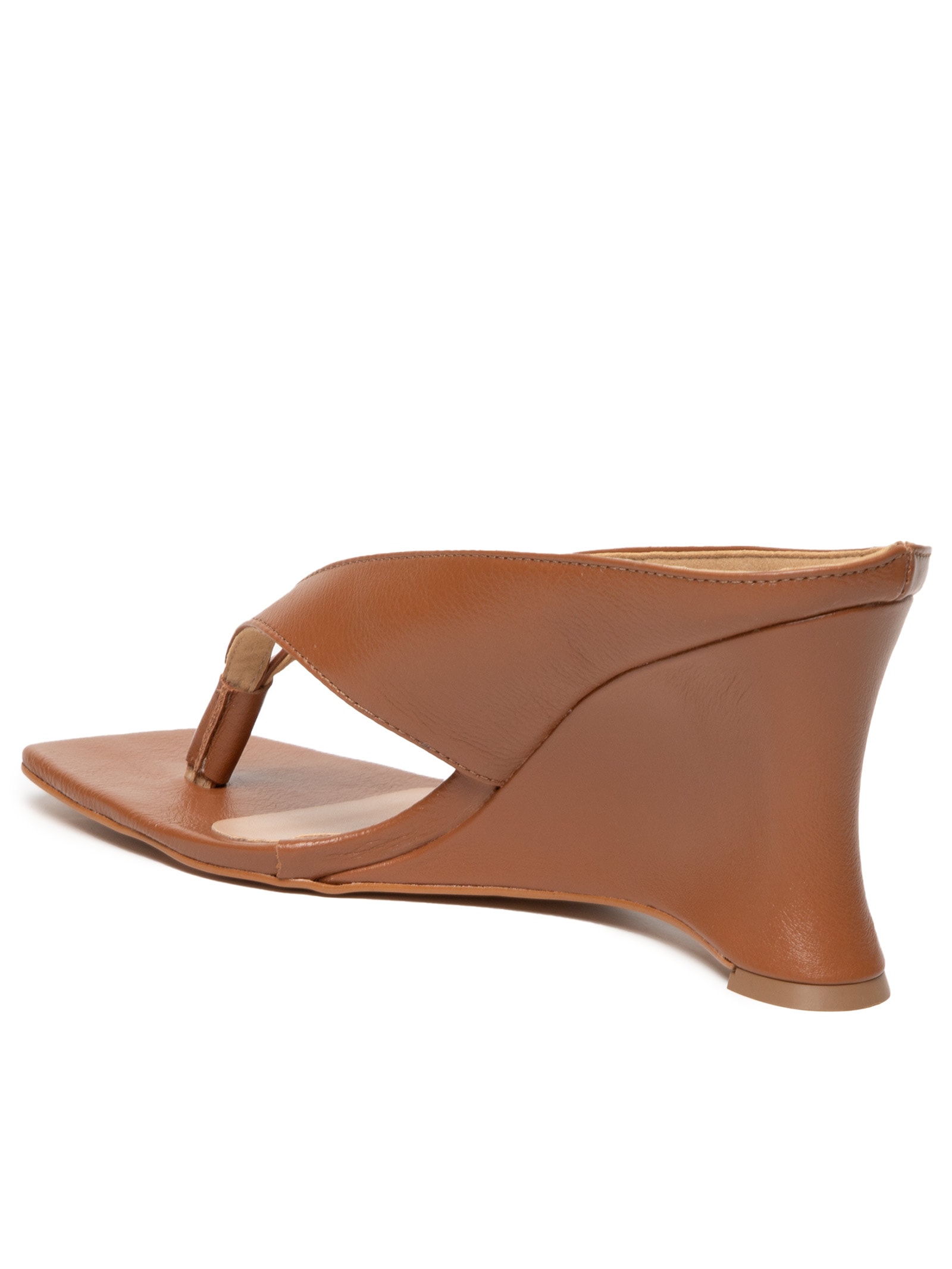 Sandália Feminina Salto Médio em Couro Bege '2Essential