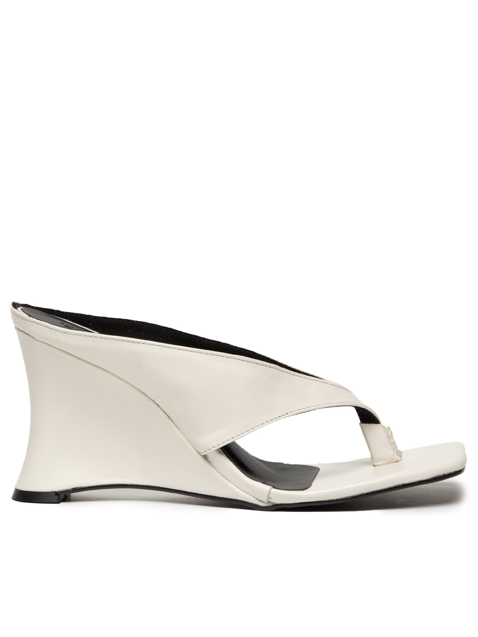 Sandália Feminina Salto Médio em Couro Off White '2Essential