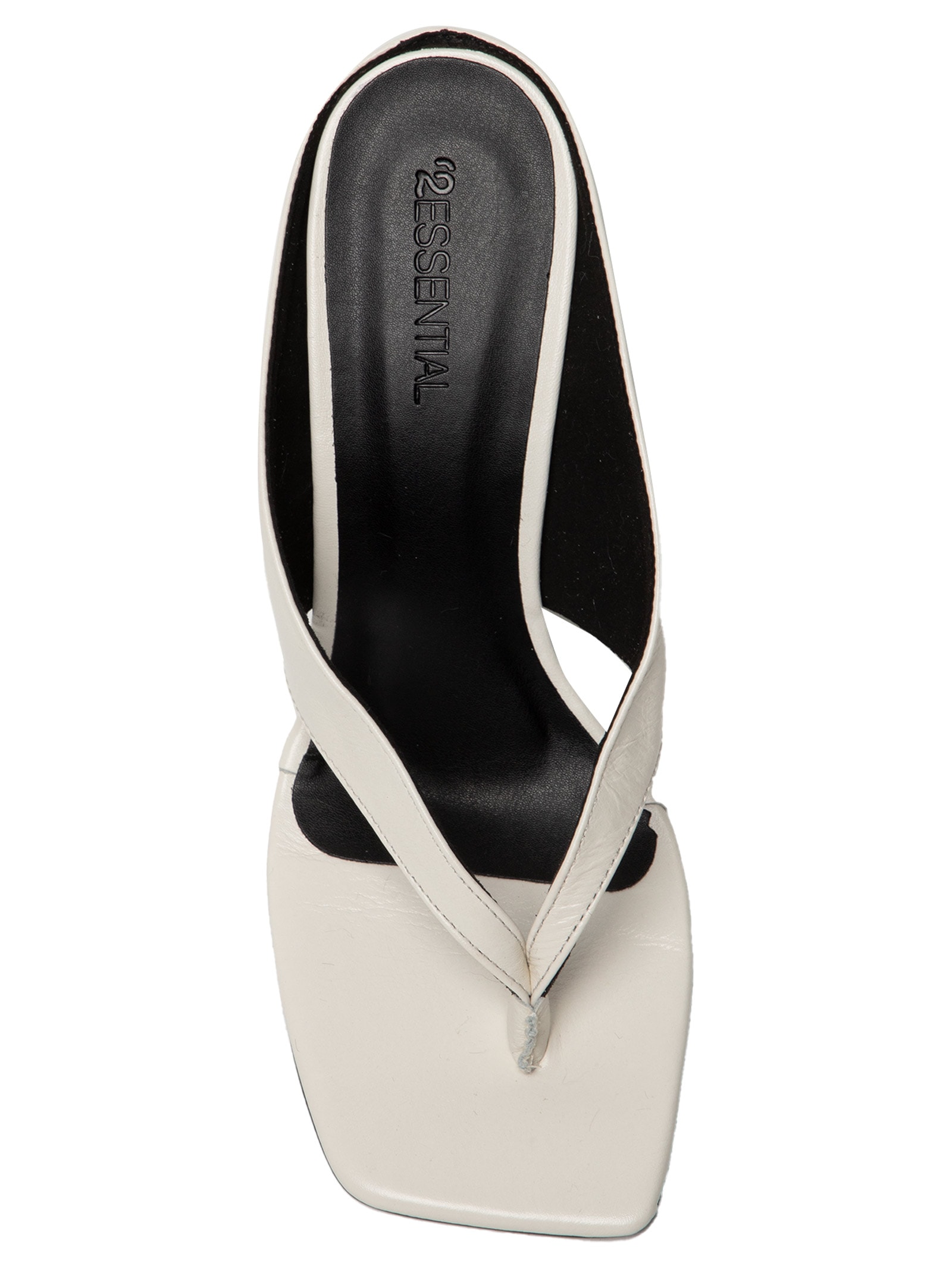 Sandália Feminina Salto Médio em Couro Off White '2Essential