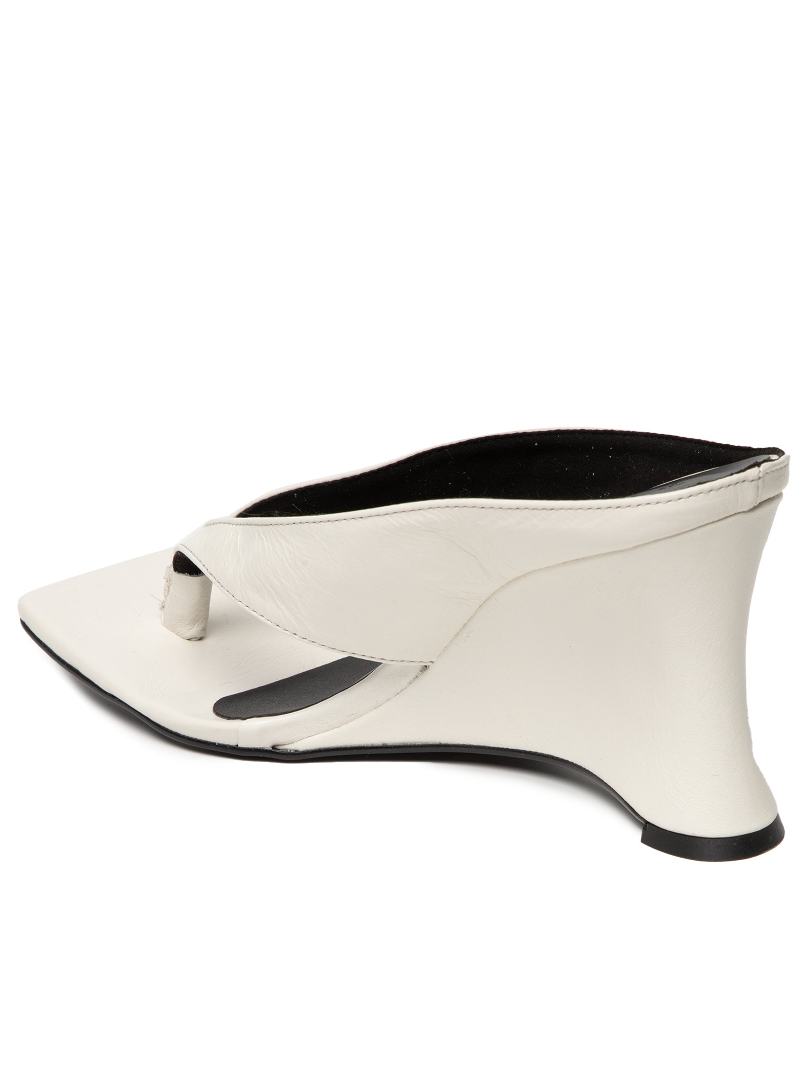 Sandália Feminina Salto Médio em Couro Off White '2Essential