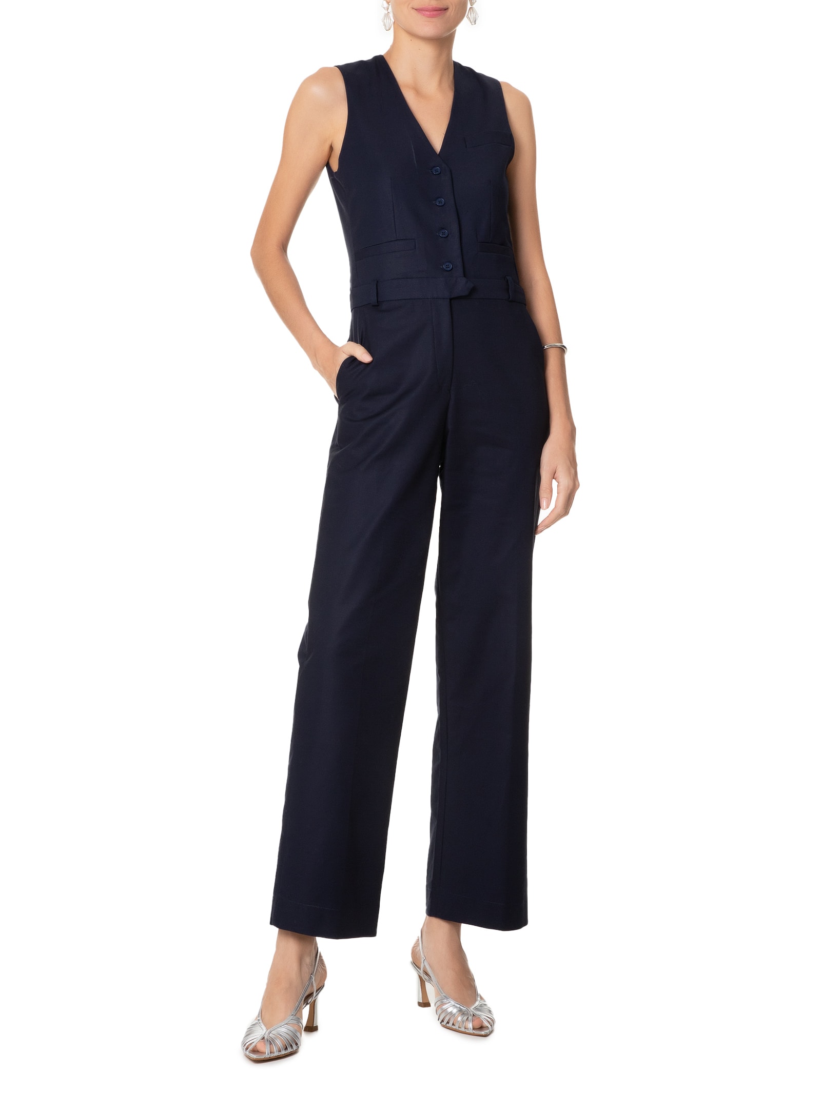 Sandália Feminina Salto Médio Tiras Prata '2Essential