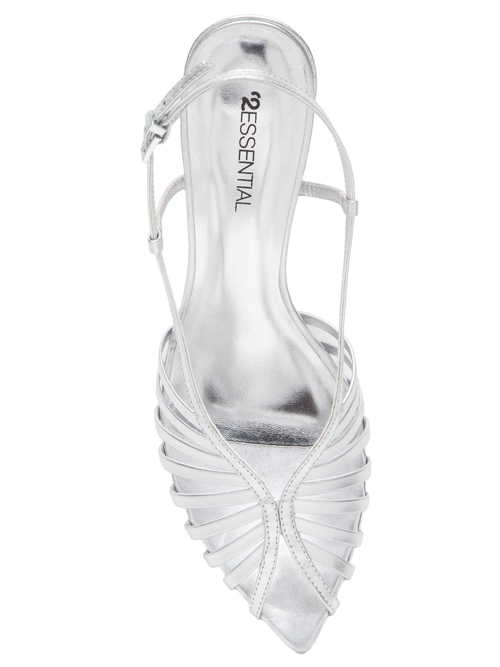 Sandália Feminina Salto Médio Tiras Prata '2Essential