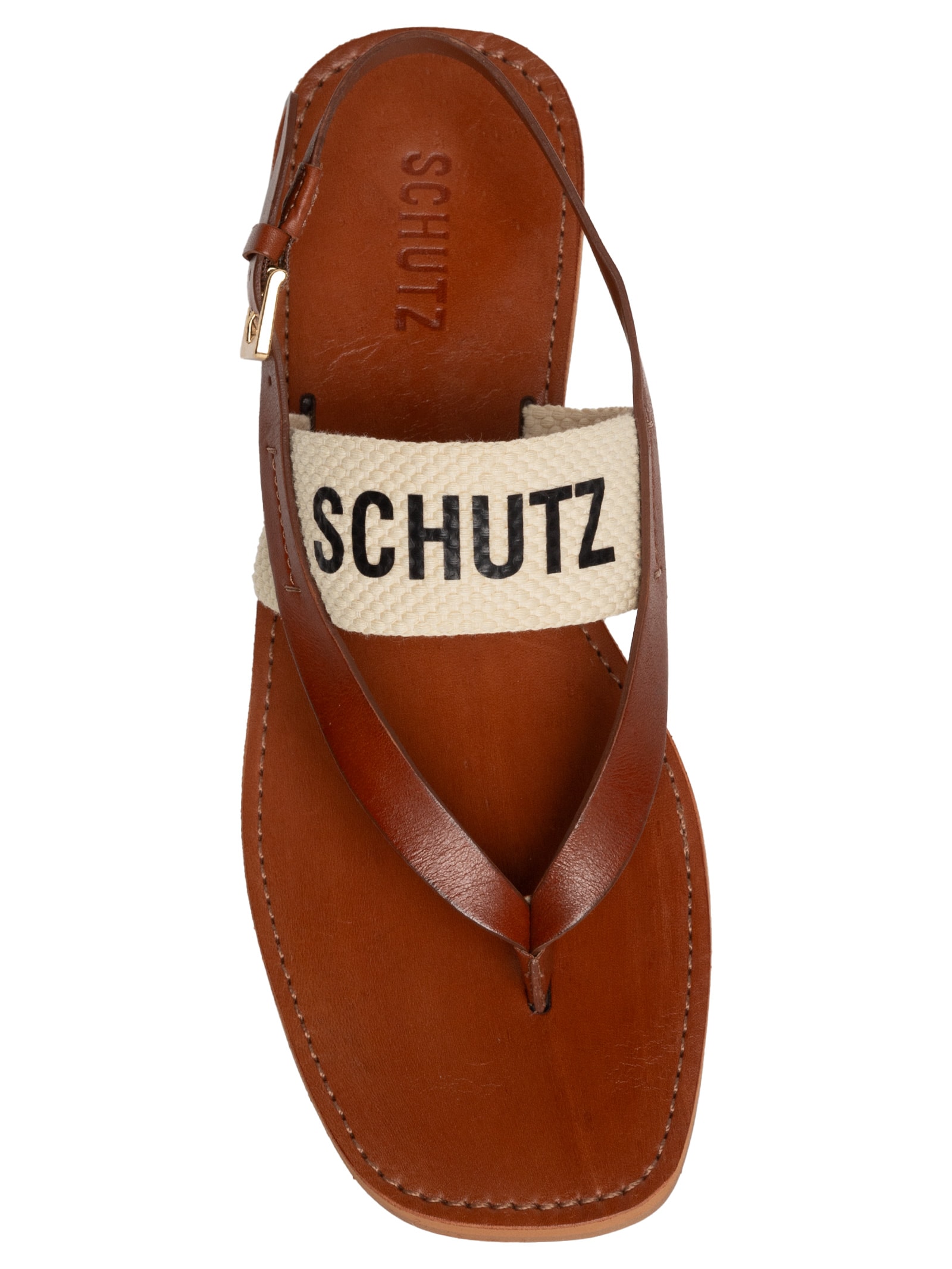 Sandália Feminina Salto Rasteiro Bege Schutz