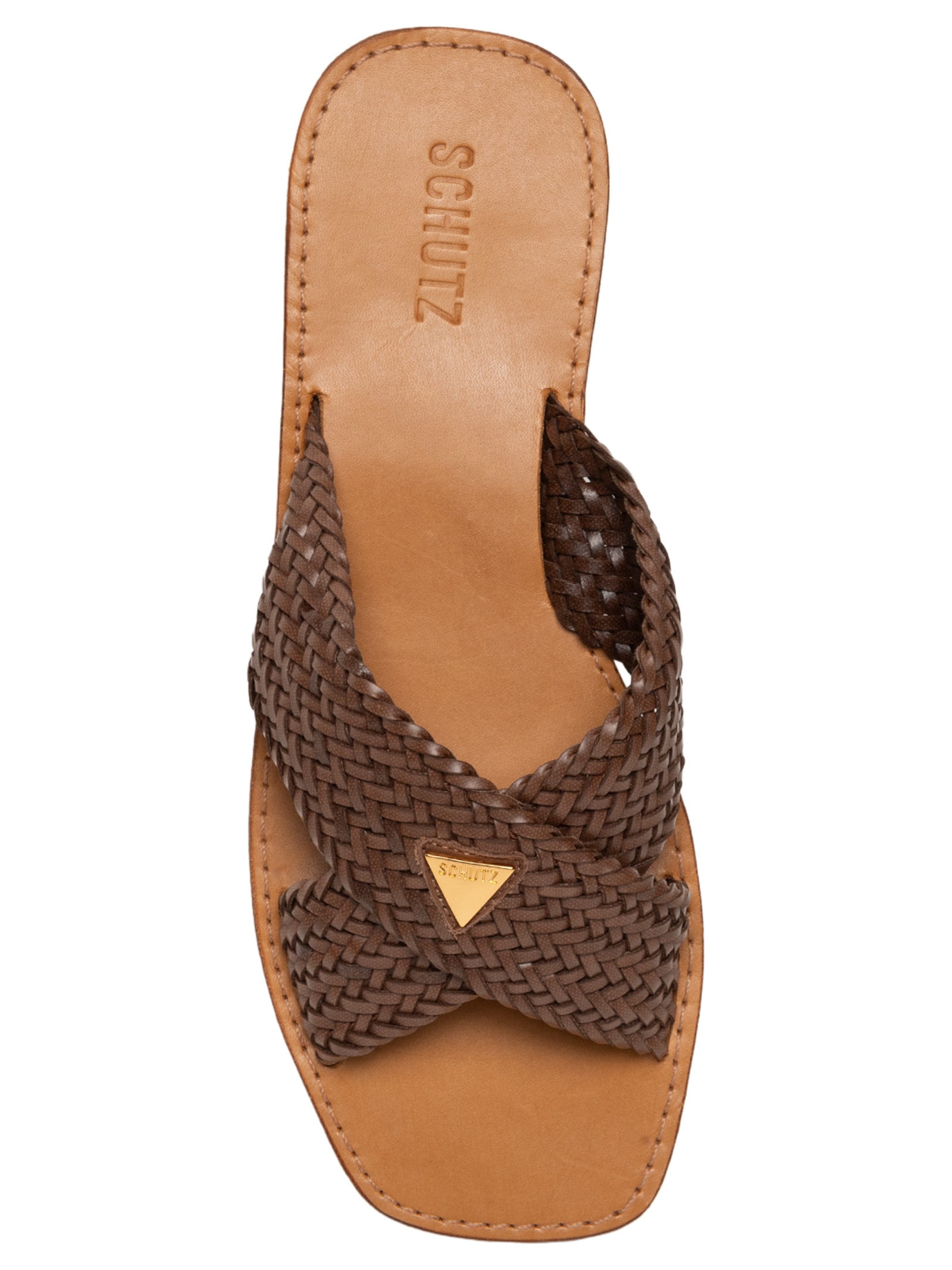 Sandália Feminina Salto Rasteiro Marrom Schutz