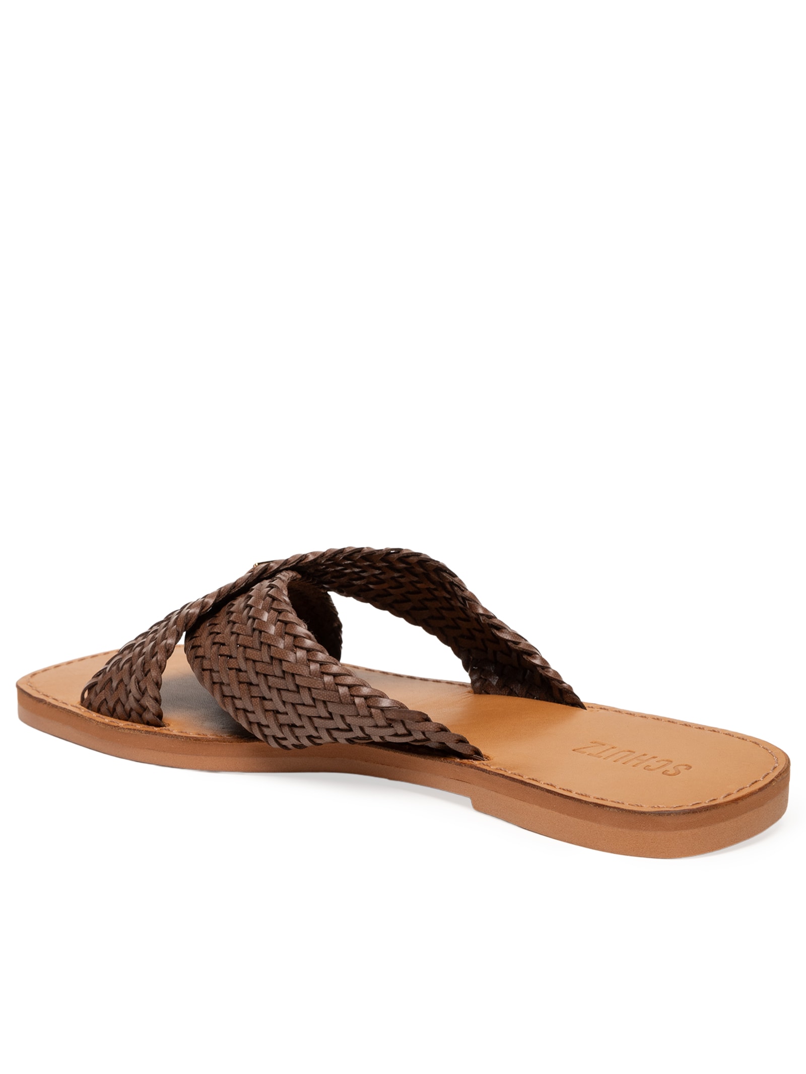 Sandália Feminina Salto Rasteiro Marrom Schutz