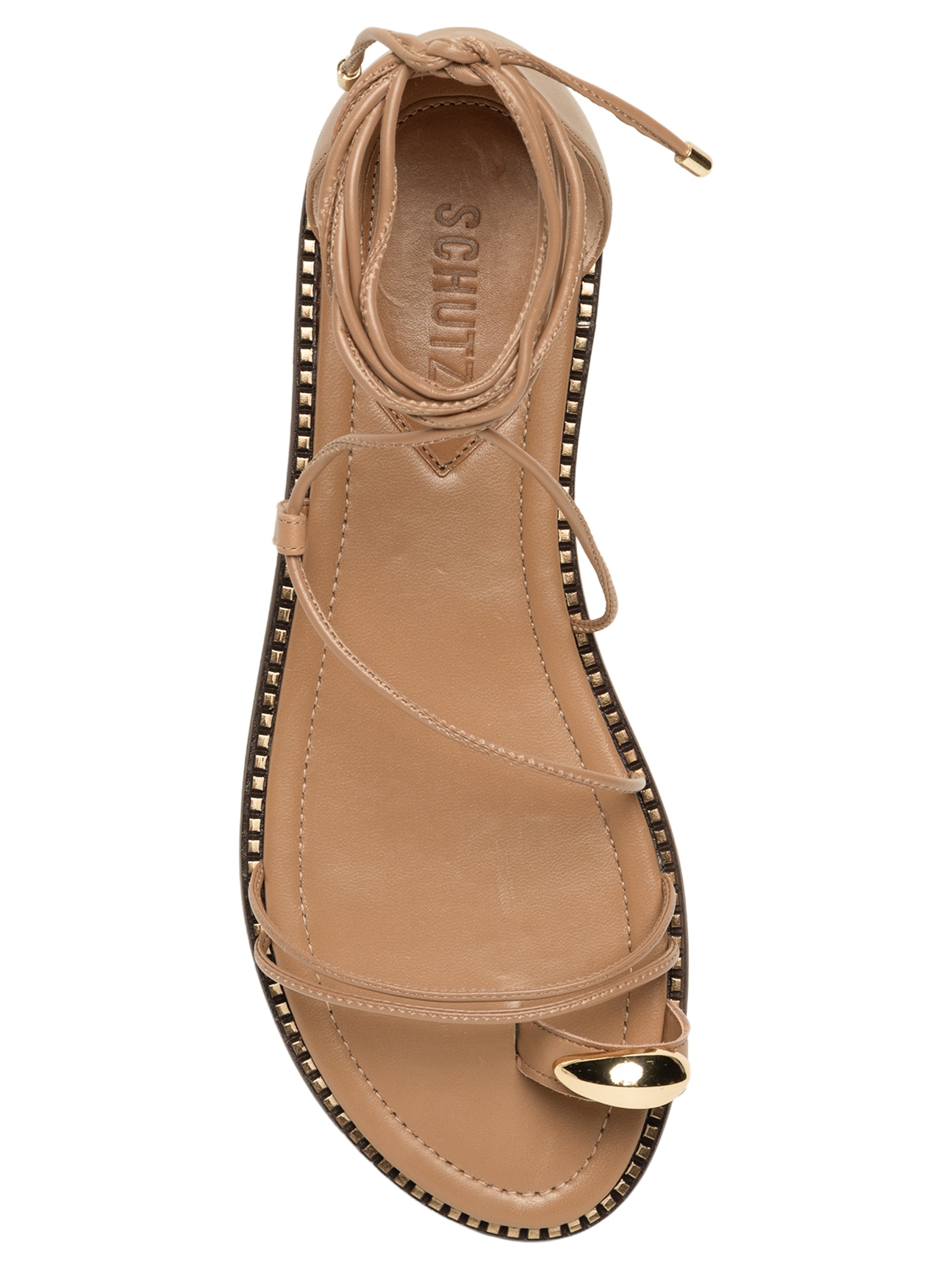 Sandália Feminina Salto Rasteiro Marrom Schutz