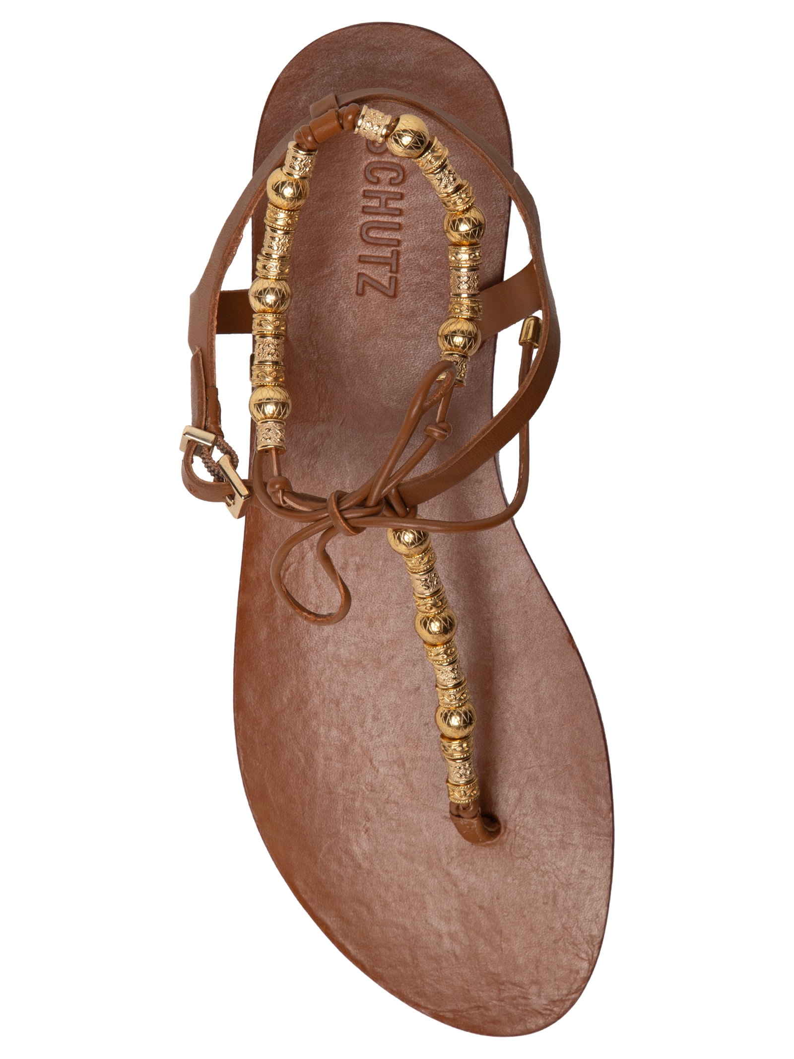 Sandália Feminina Salto Rasteiro Marrom Schutz