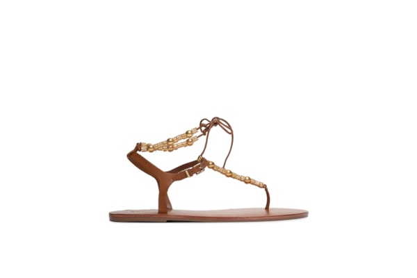 Sandália Feminina Salto Rasteiro - Marrom