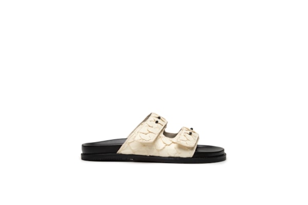 Sandália Feminina Slide Tiras Pirarucu - Branco