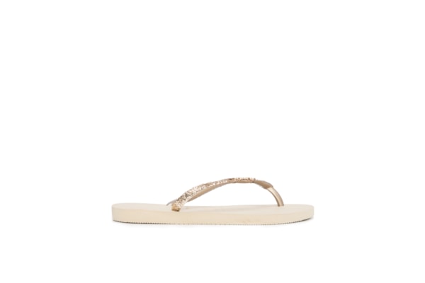 Sandália Feminina Slim Glitter - Bege