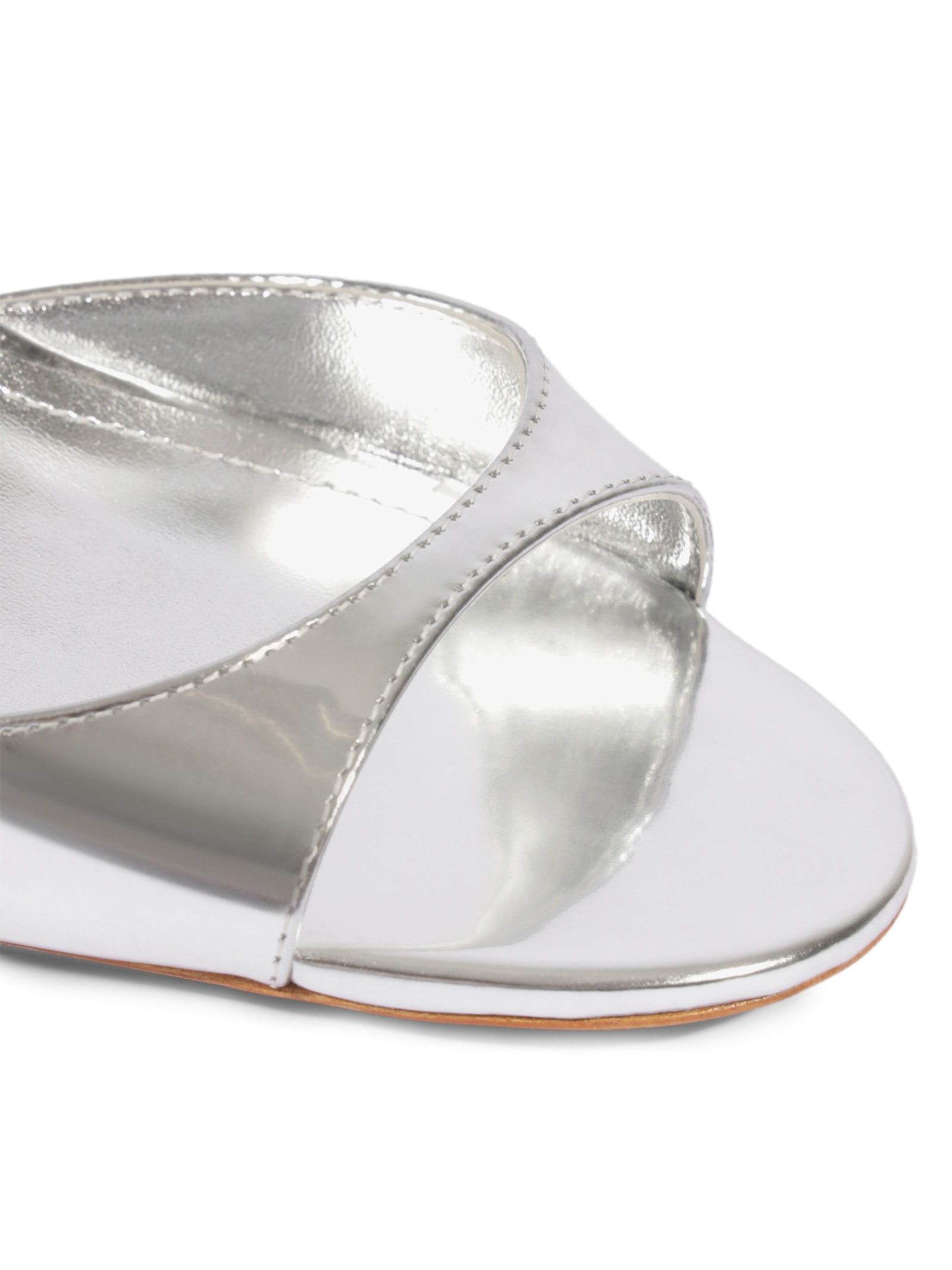 Sandália Feminina Stella Mule Couro Prateado Schutz