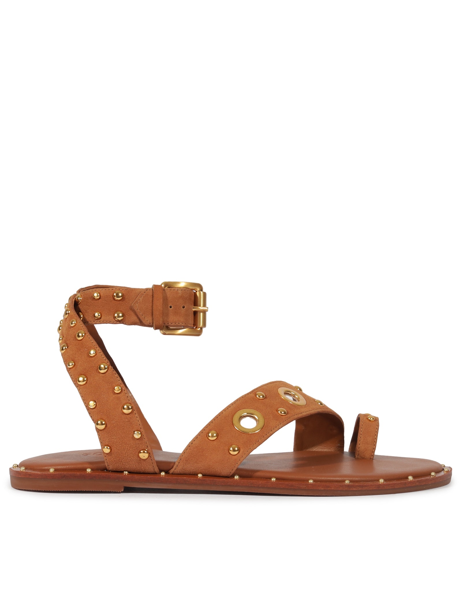Schutz - Sandália Feminina Tachas Metálicas - Marrom