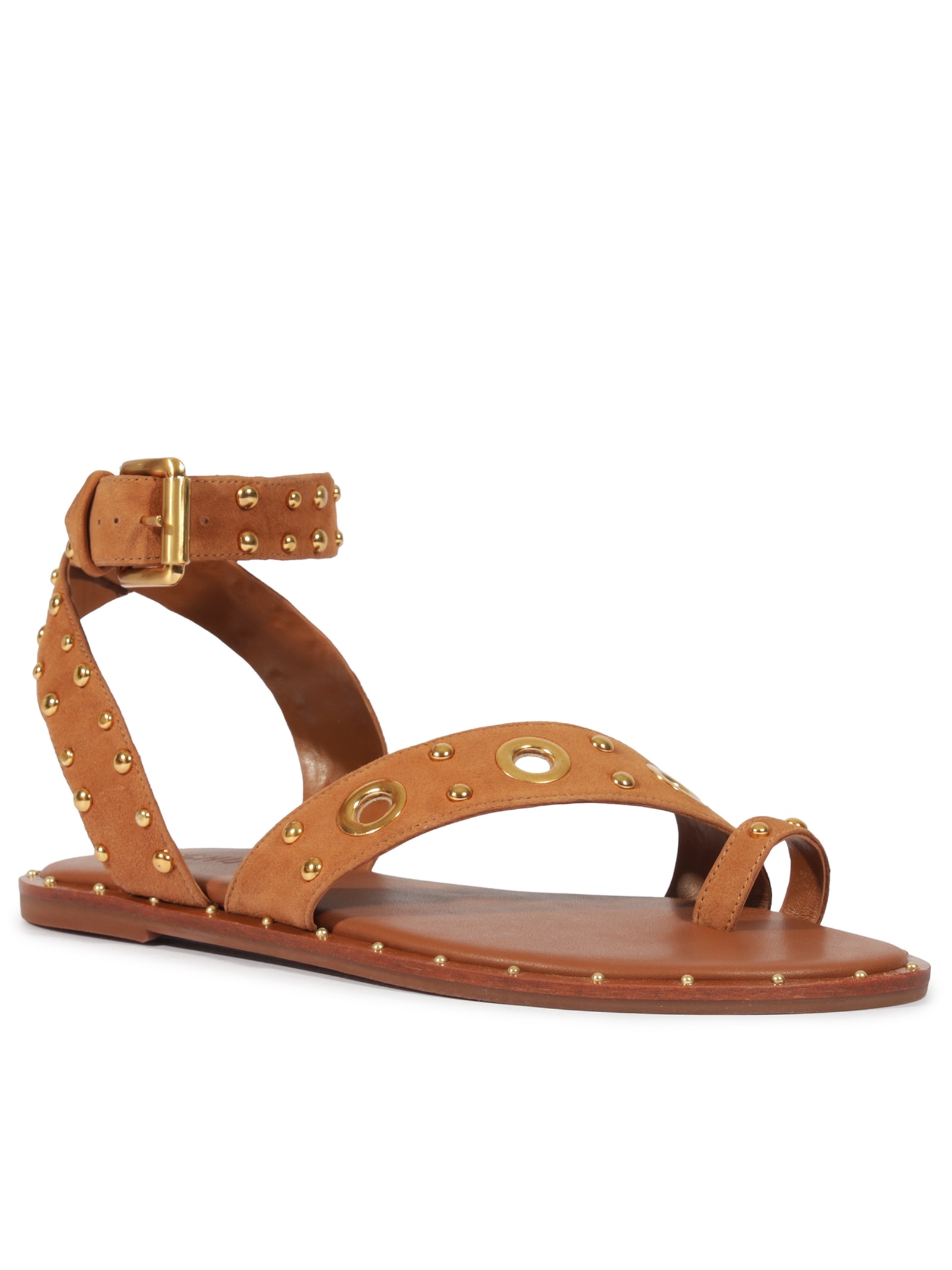 Sandália Feminina Tachas Metálicas Marrom Schutz
