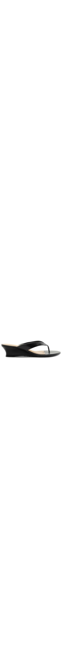 Sandália Feminina Tamanco Couro Salto Anabela Flip Flop - Preto