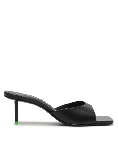 Sandália Feminina Tamanco Dethalia Pin Couro - Preto