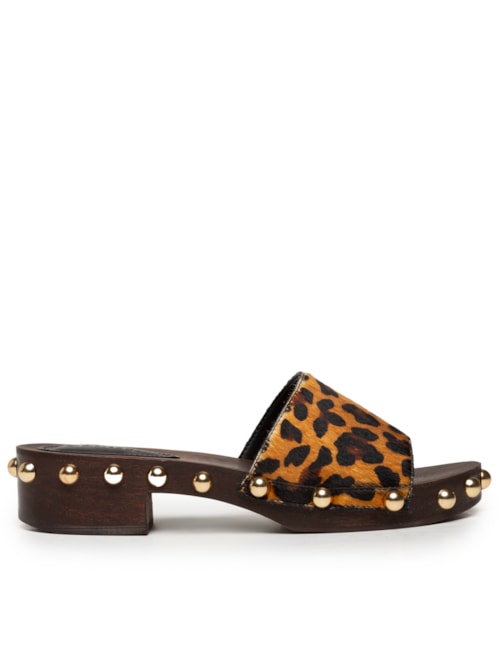 Sandália Feminina Tamanco Pelo Onça – Animal Print