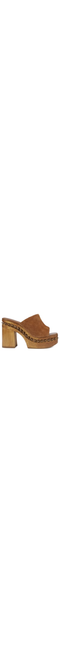 Sandália Feminina Tamanco Salto Alto Spikes Couro - Marrom