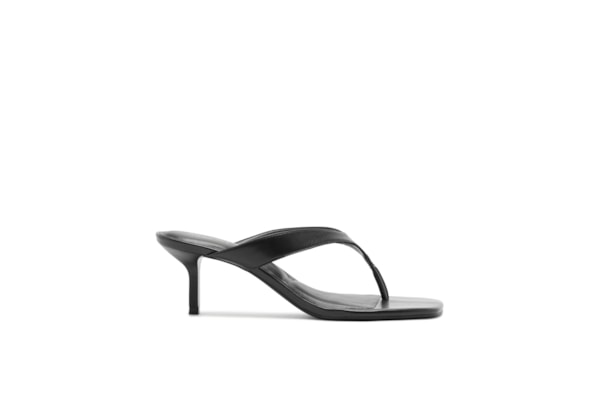 Sandália Feminina Tamanco Salto Fino Tiras - Preto