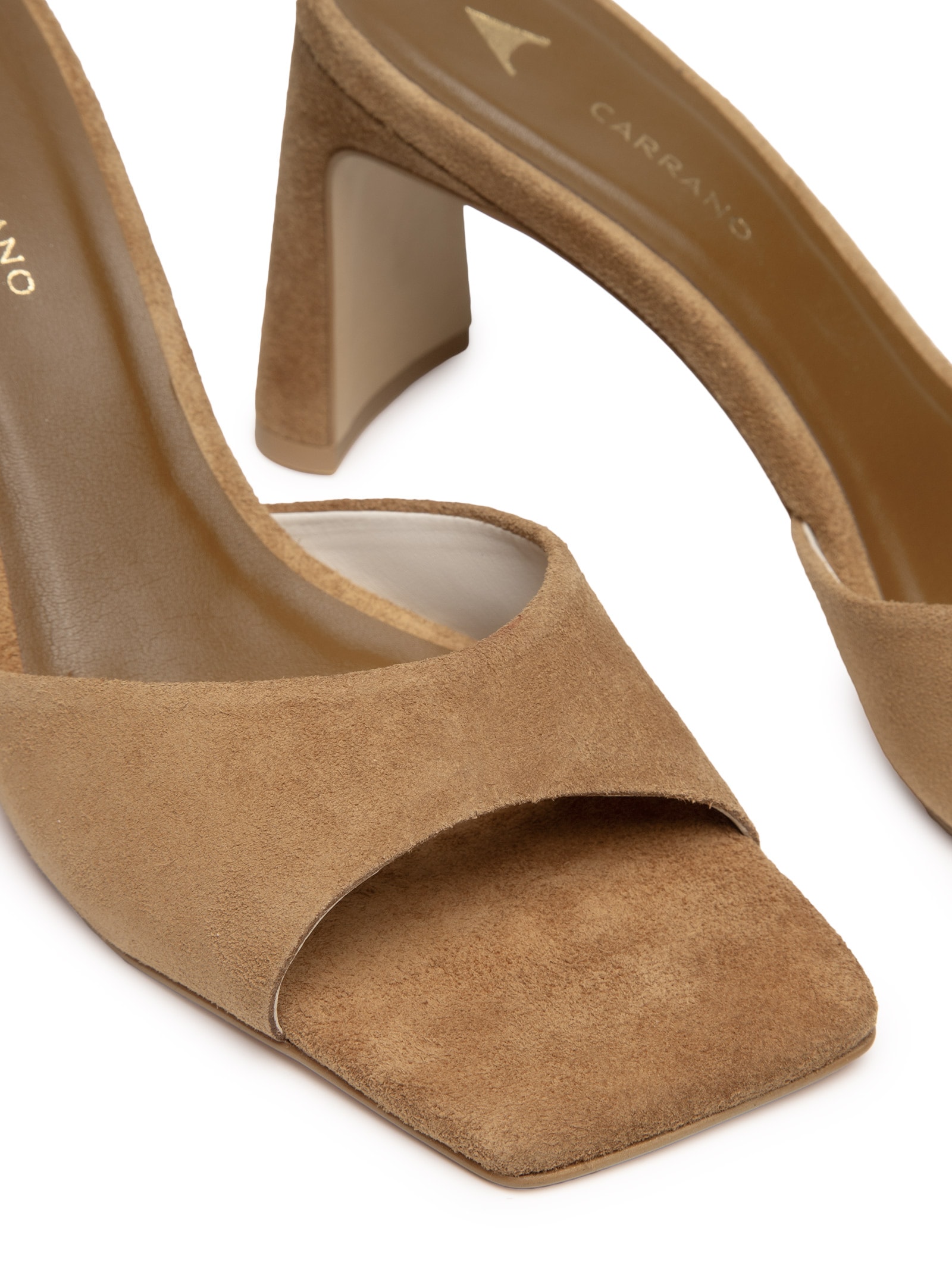 Sandália Feminina Tamanco Suede Saddle – Marrom Carrano