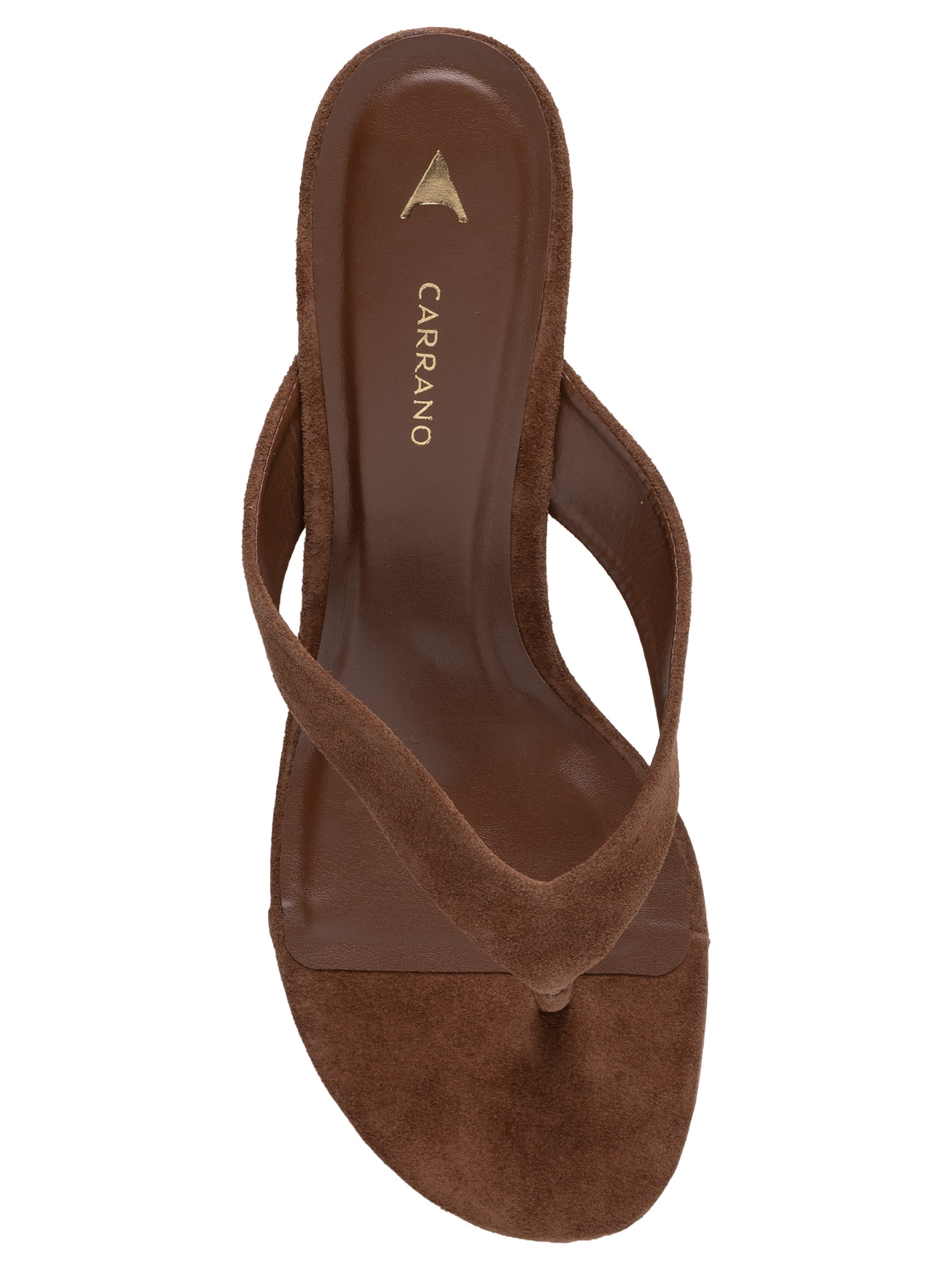 Sandália Feminina Thong Anabela Couro Suede Marrom Carrano