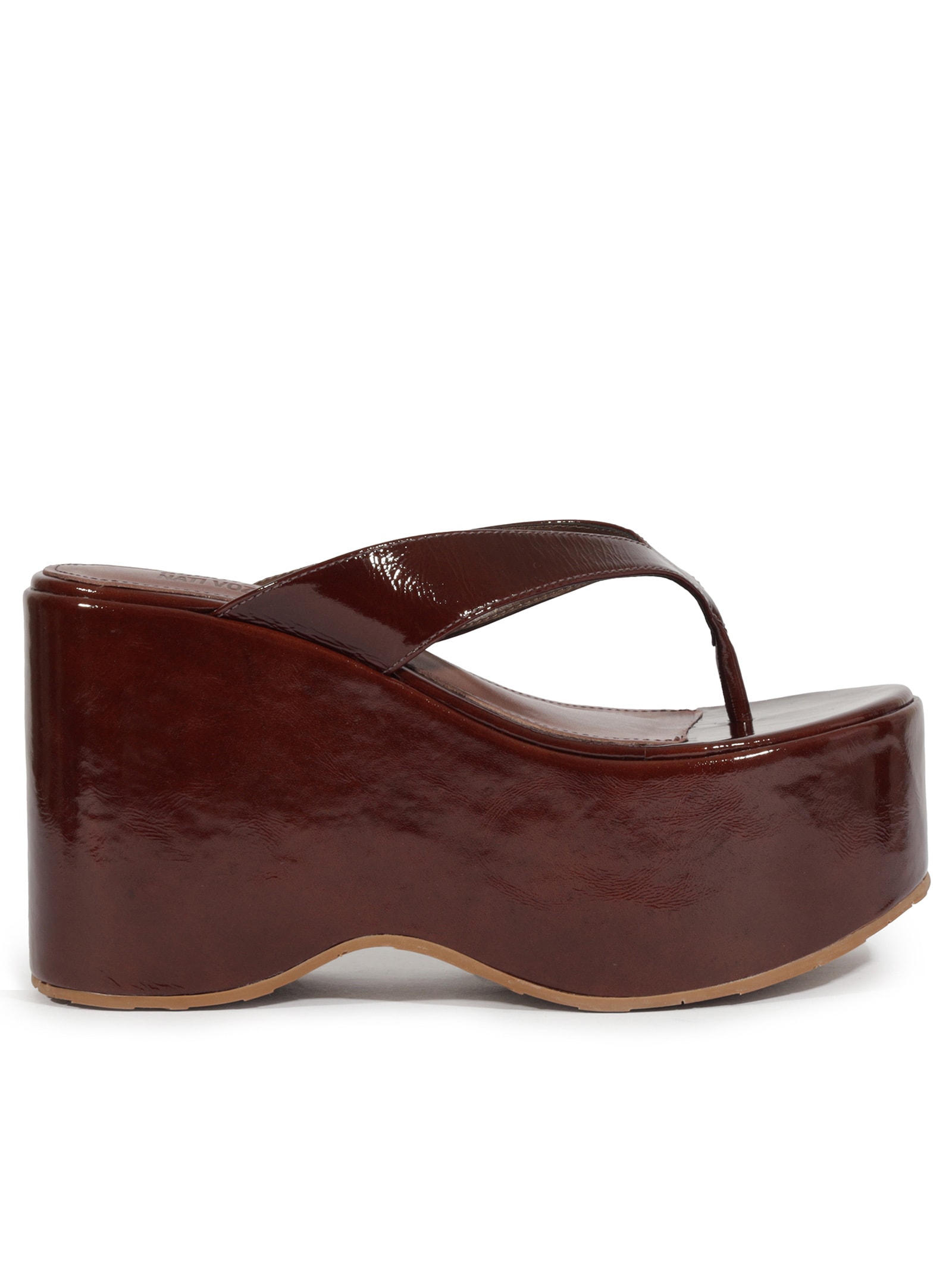 Sandália Feminina Thong Couro Marrom Schutz + Nati Vozza