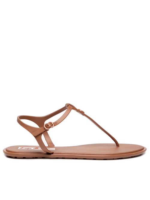 Sandália Feminina Tira Única - Marrom