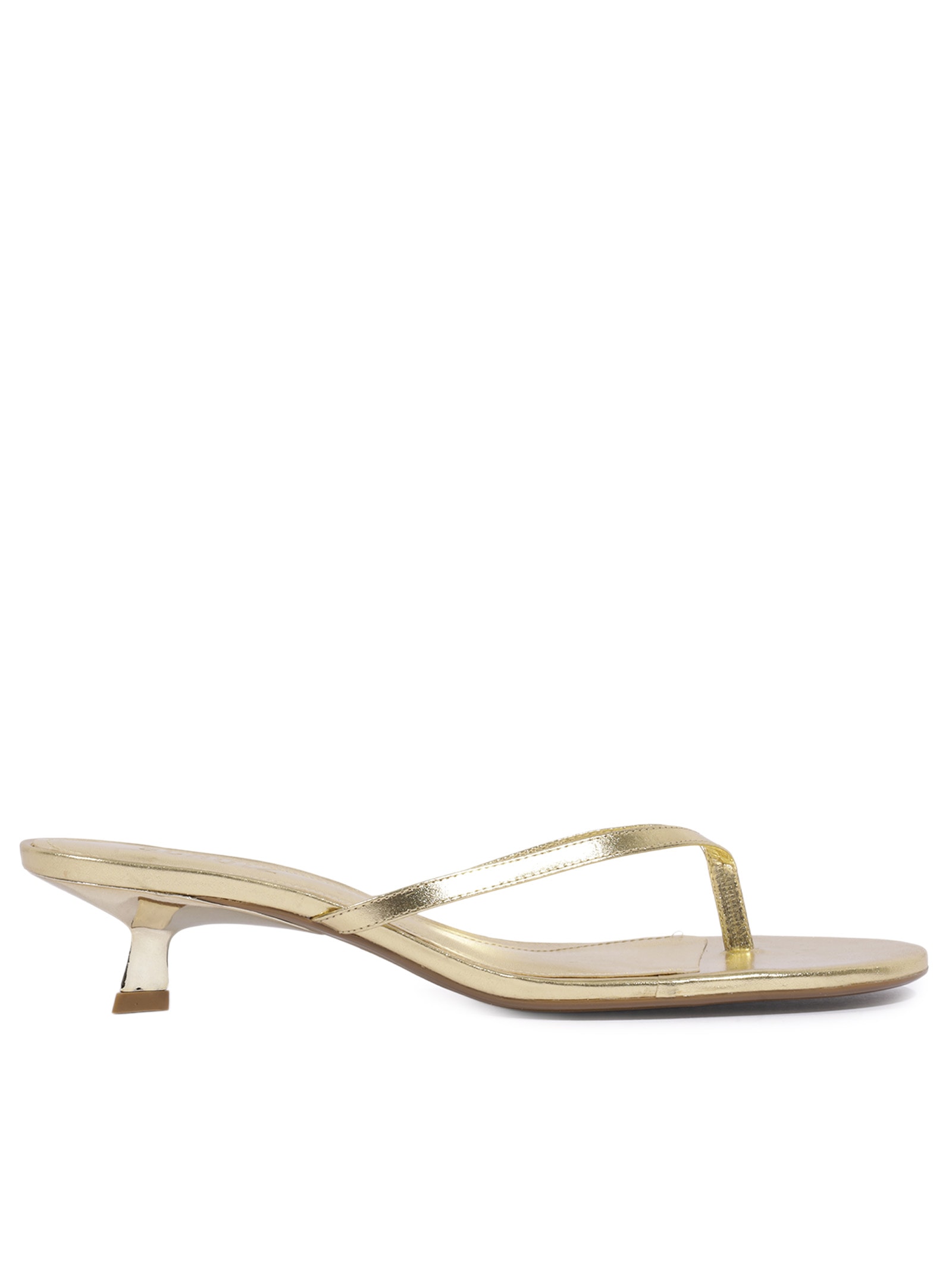 Sandália Feminina Tiras Salto Baixo Dourado Schutz