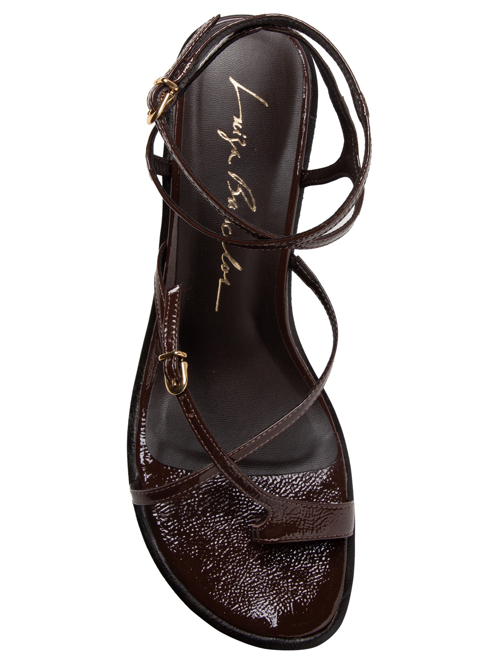 Sandália Feminina Verniz Show Couro Marrom Luiza Barcelos