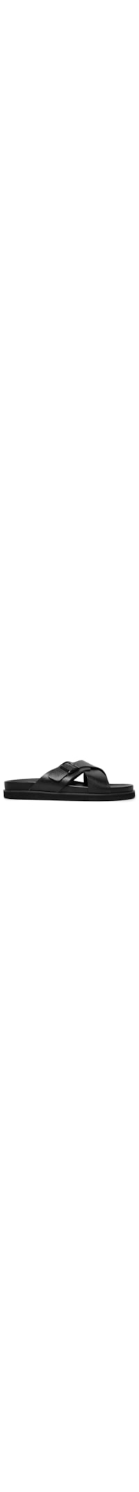 Sandália Masculina Clássica Em Couro Detalhe Em Fivela - Preto