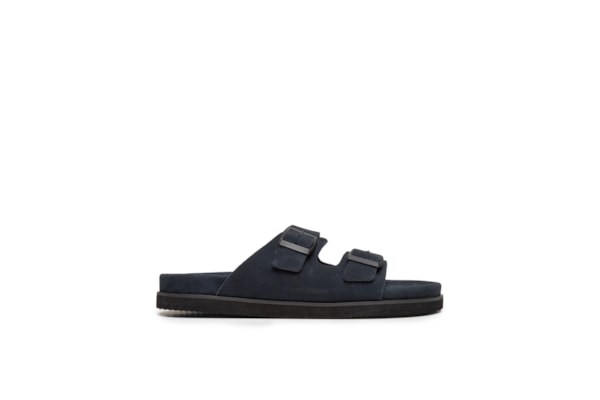 Sandália Masculina Com Fivelas Em Camurça - Azul