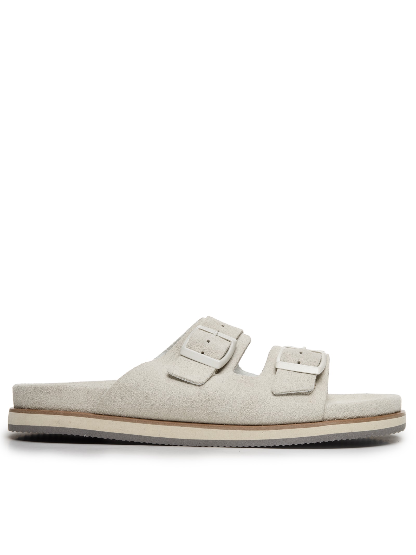 Sandália Masculina Com Fivelas Em Camurça Branco '2 Essential