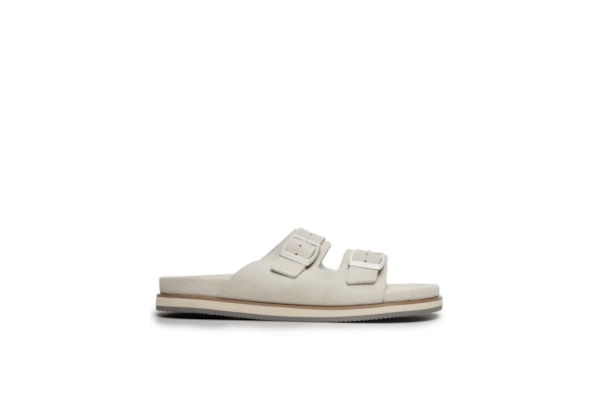 Sandália Masculina Com Fivelas Em Camurça - Branco