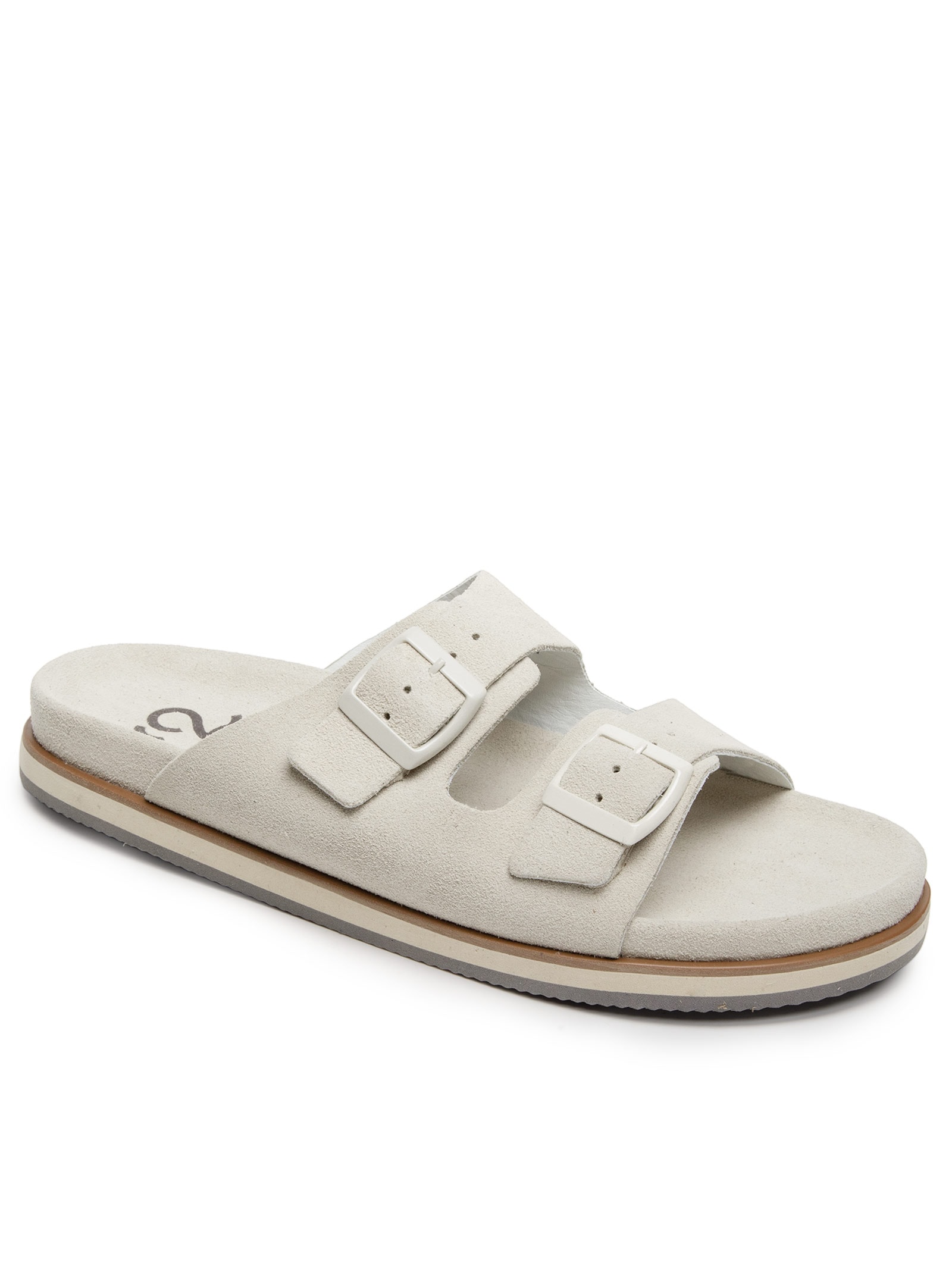 Sandália Masculina Com Fivelas Em Camurça Branco '2 Essential