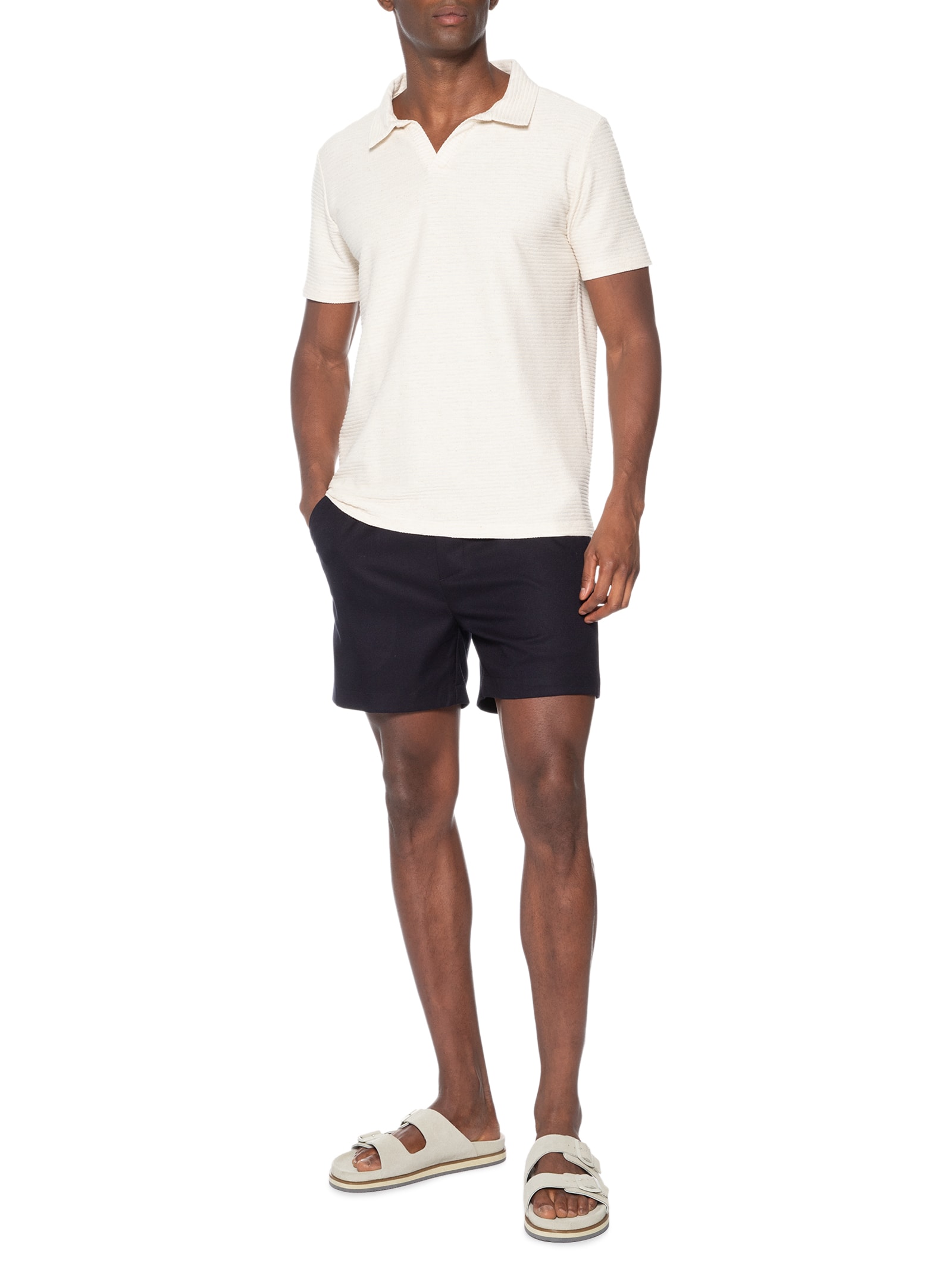 Sandália Masculina Com Fivelas Em Camurça Branco '2 Essential