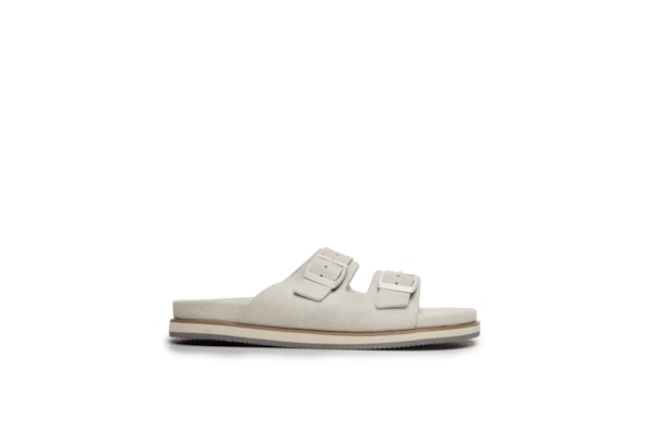 Sandália Masculina Com Fivelas Em Camurça - Branco