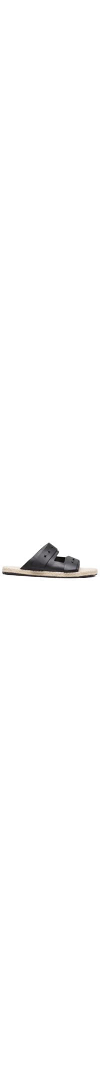 Sandália Masculina Slide Couro E Corda - Preto