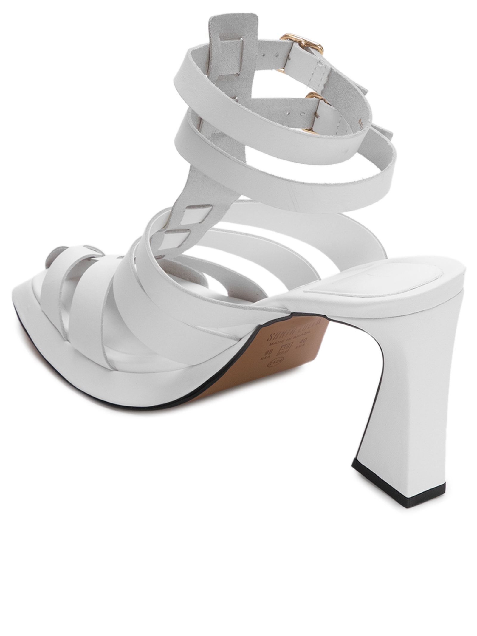 Sandália Plataforma Couro Nobre  Branco Santa Lolla