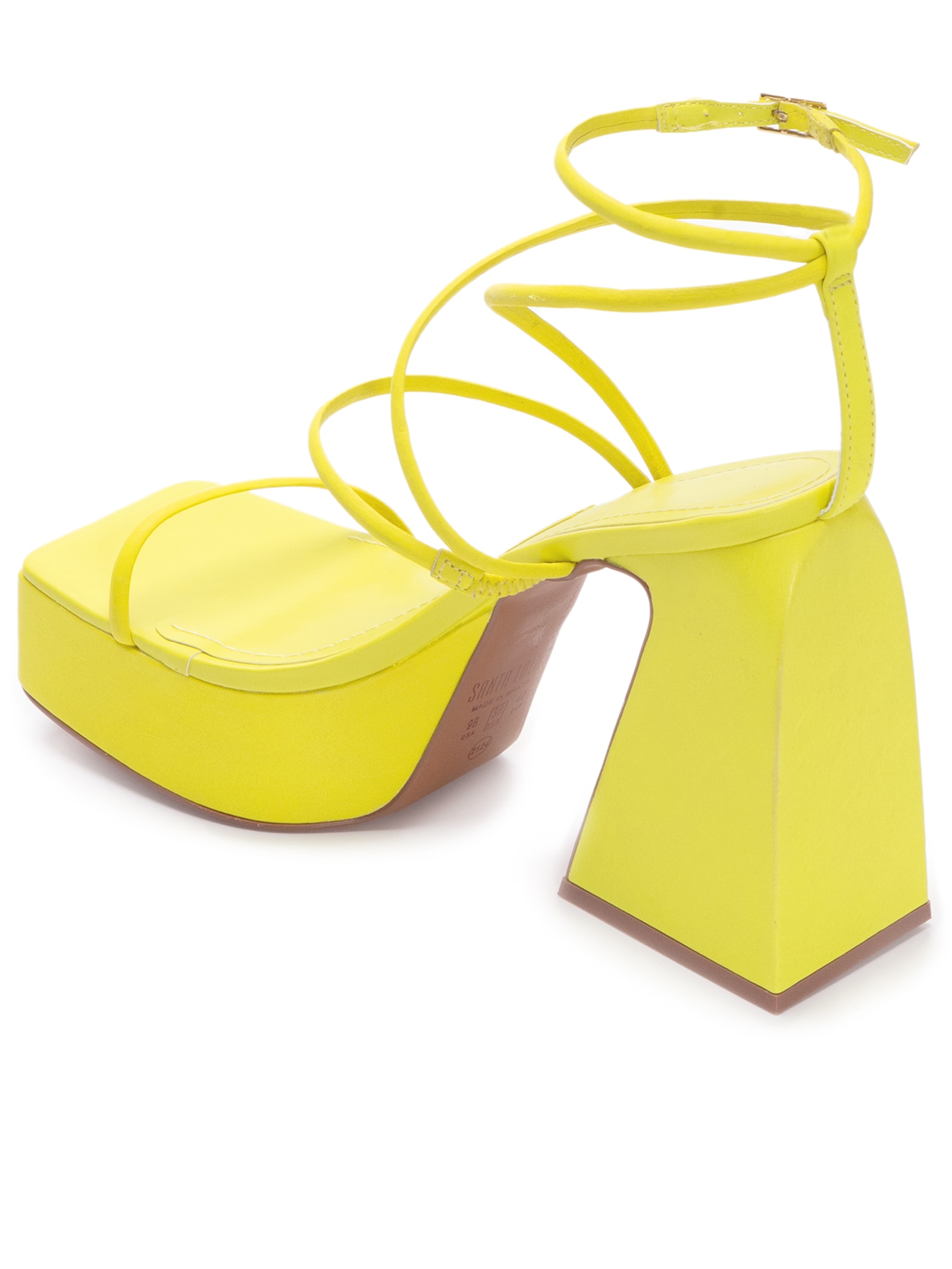 Santa Lolla Sandália Plataforma Couro Nobre Soft Limão Verde