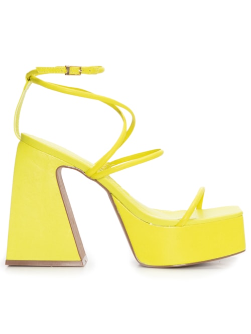 Sandália Plataforma Couro Nobre Soft Limão - Verde