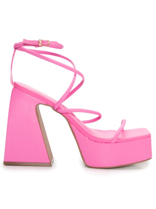 Sandália Plataforma Couro Nobre Soft New Pink - Rosa