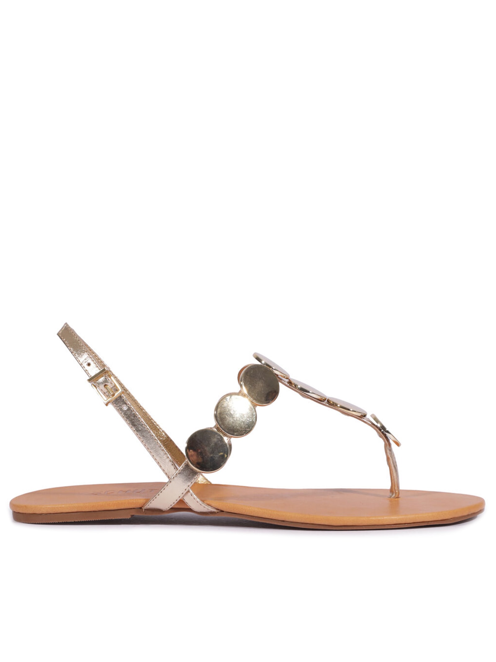 Sandália Rasteira Acacia Couro Boho Dourado Schutz