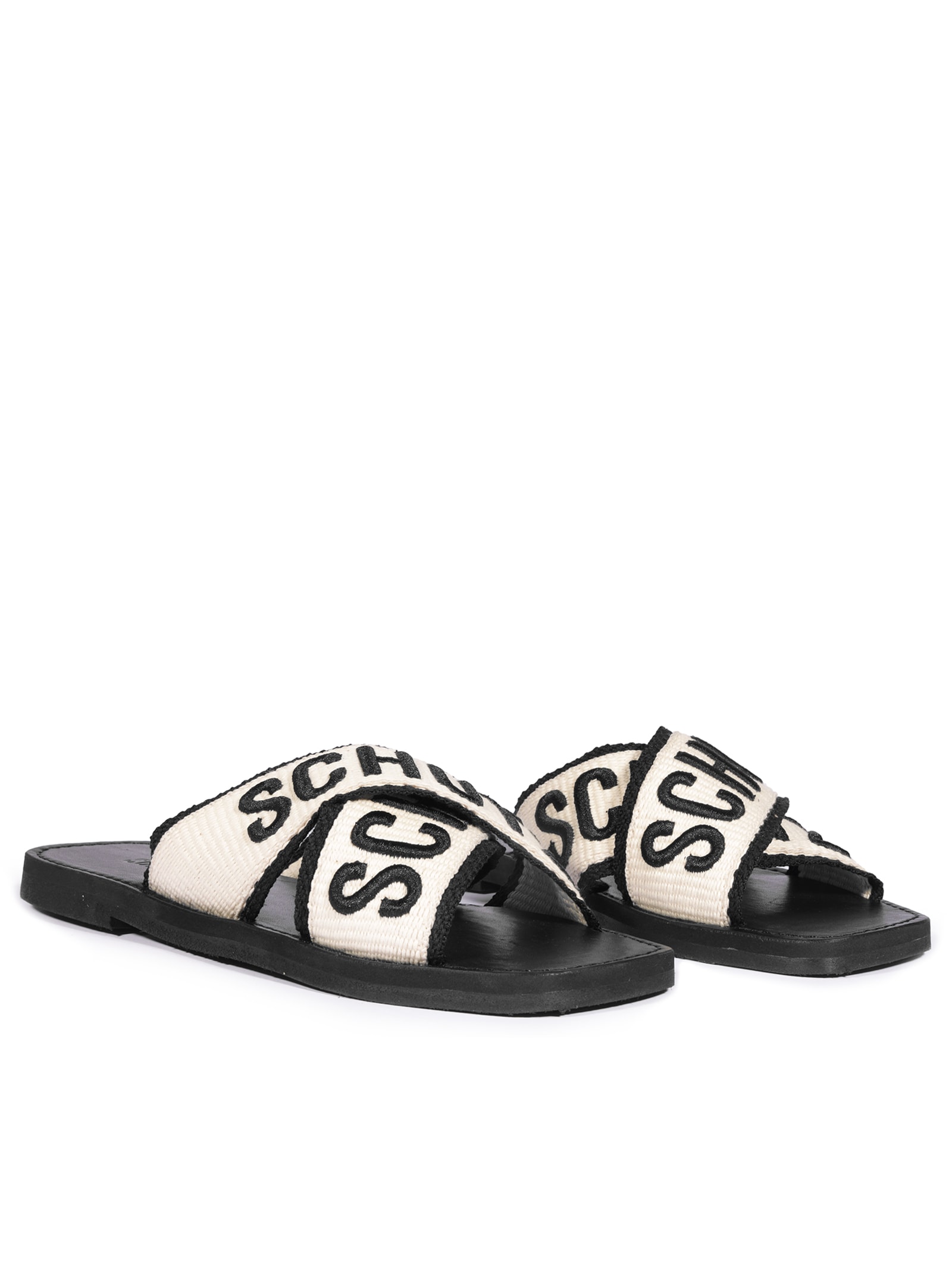 Sandália Rasteira de X Logo Preta Schutz