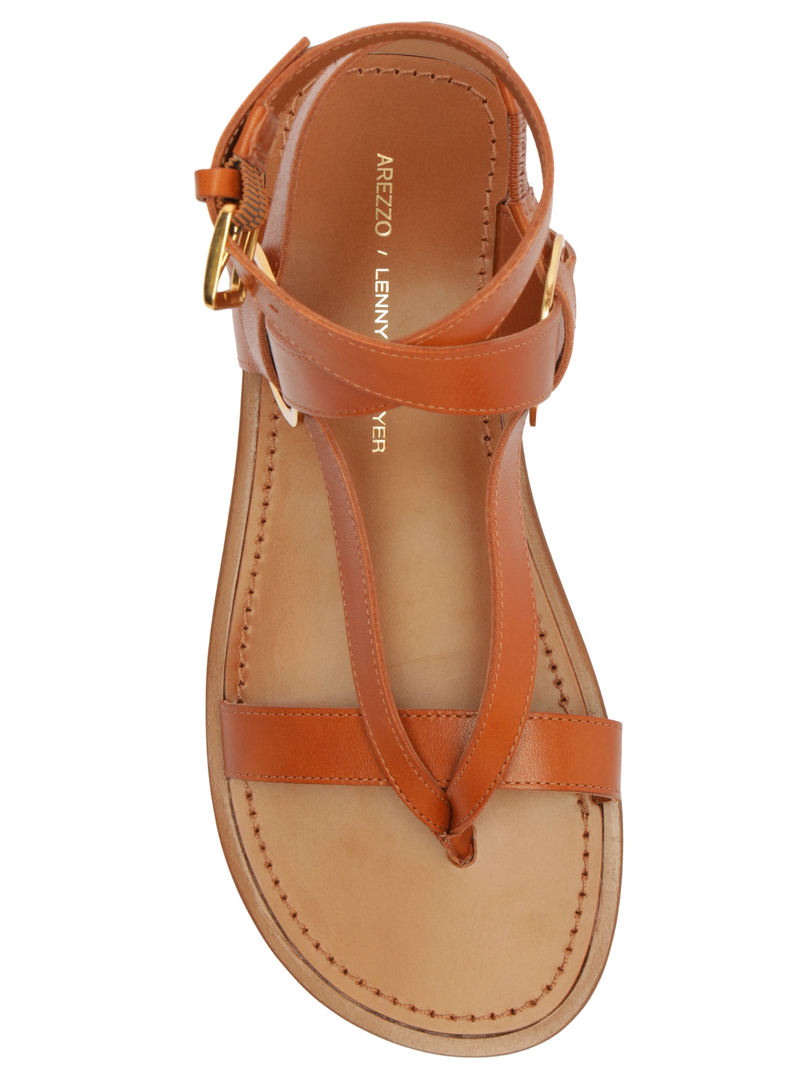 Sandália Rasteira Feminina Couro Tiras Largas Marrom Arezzo + Lenny Niemeyer