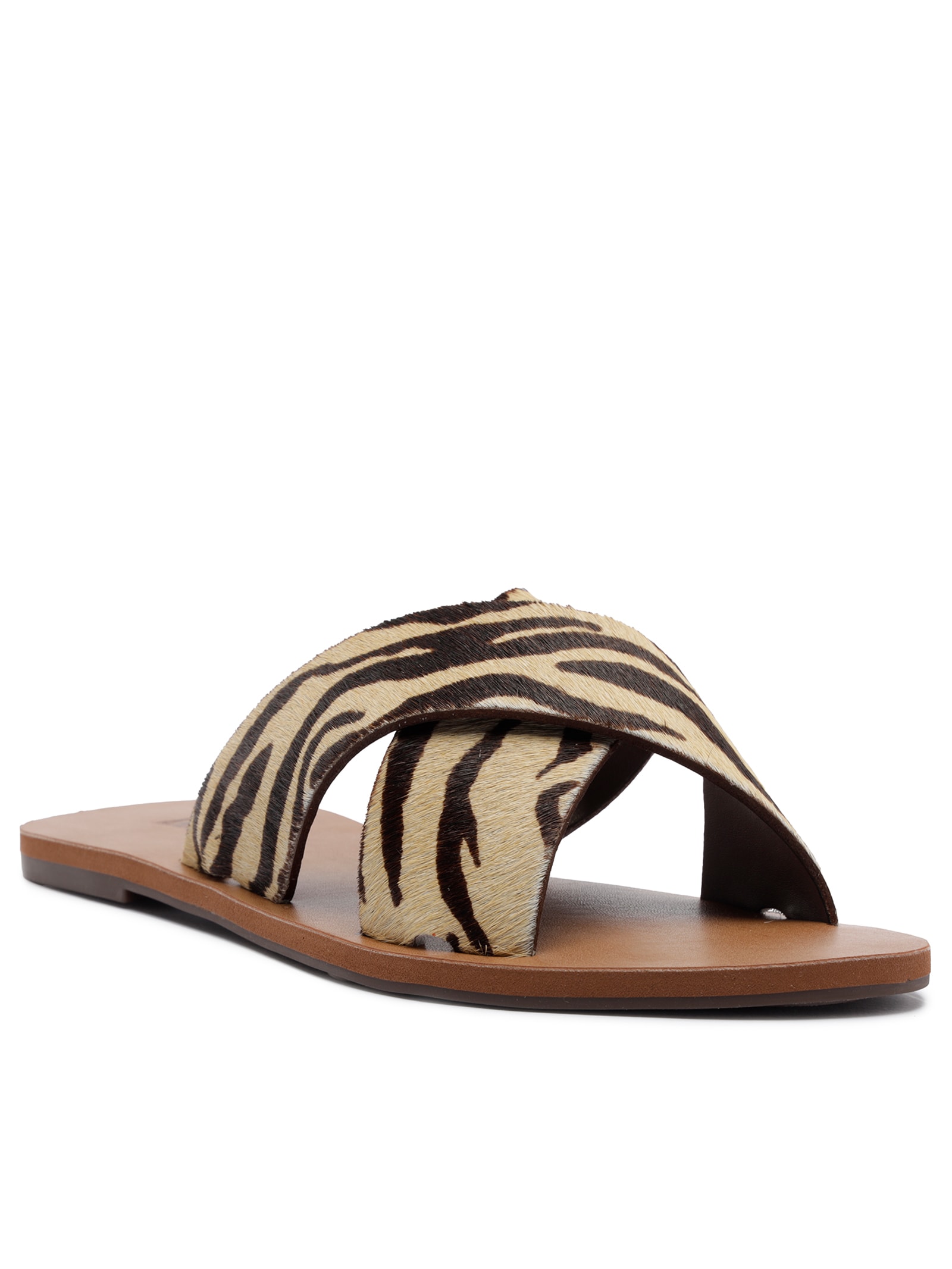 Sandália Rasteira Feminina Cruzadas Couro Animal Print Anacapri