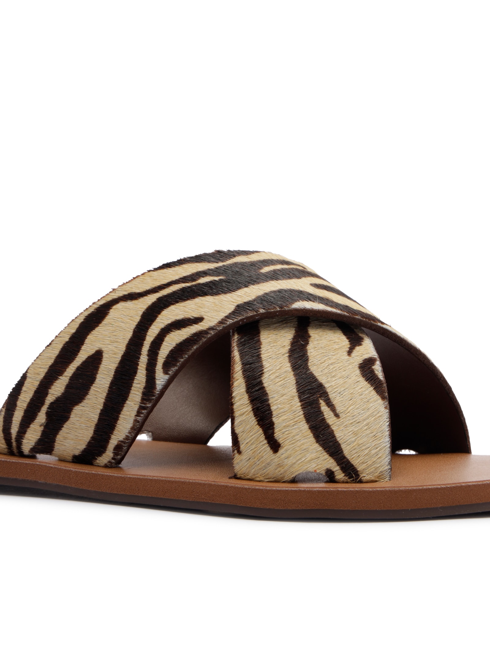 Sandália Rasteira Feminina Cruzadas Couro Animal Print Anacapri