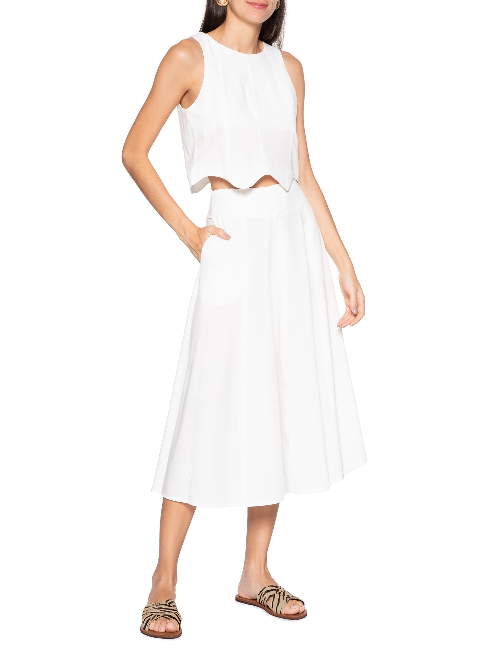 Sandália Rasteira Feminina Cruzadas Couro Animal Print Anacapri